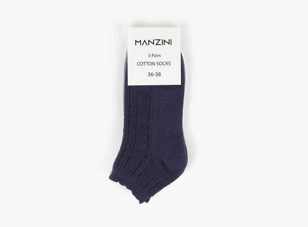 MANZINI Jacquard Halvsokker 3pk 99 Assorted, Navy/Lt Grey/White 