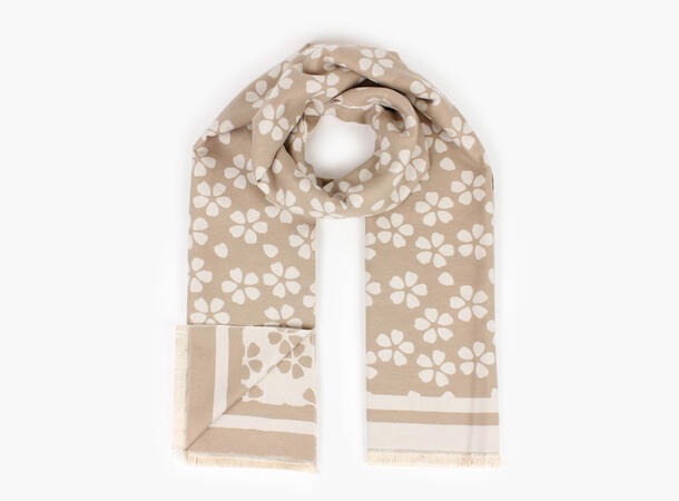 MANZINI Mellomtykt Skjerf med Blomster Beige 15 