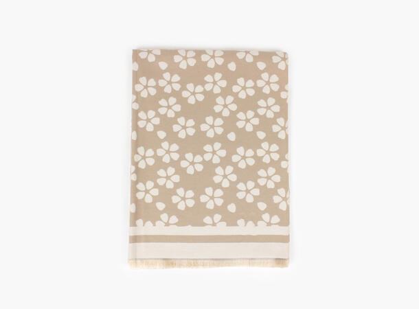 MANZINI Mellomtykt Skjerf med Blomster Beige 15 