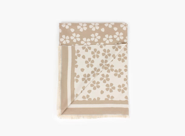 MANZINI Mellomtykt Skjerf med Blomster Beige 15 