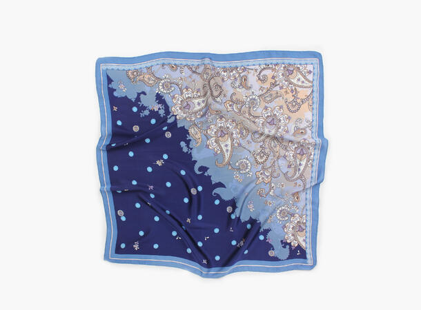MANZINI Paisley Skjerf 70 x 70 cm Marine blå 79 