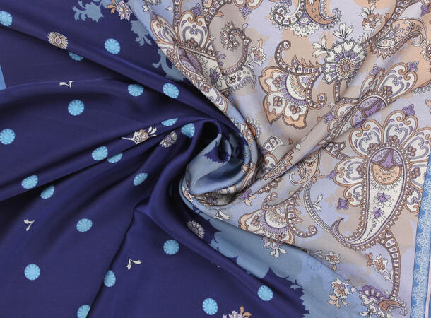 MANZINI Paisley Skjerf 70 x 70 cm Marine blå 79 