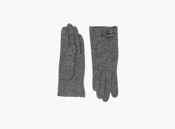 MANZINI Touch Gloves Leather Bow 08 Charcoal 