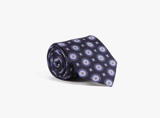 Montecristo Printed 100% silktie 7,6 cm Mørk blå 77 