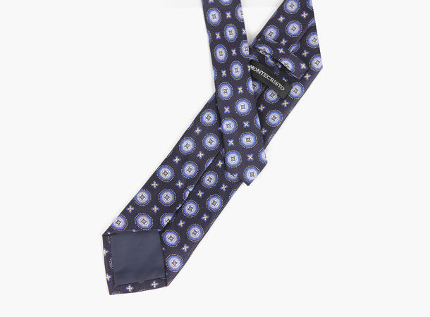 Montecristo Printed 100% silktie 7,6 cm Mørk blå 77 