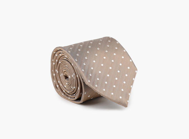 NOHR Carlos Polkadot Silk Tie Beige 15 