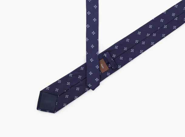 NOHR Geir Linen Silk Tie Marine blå 79 
