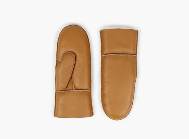 NOHR Ina Leather Shearling Mittens Cognac 17 7,5 