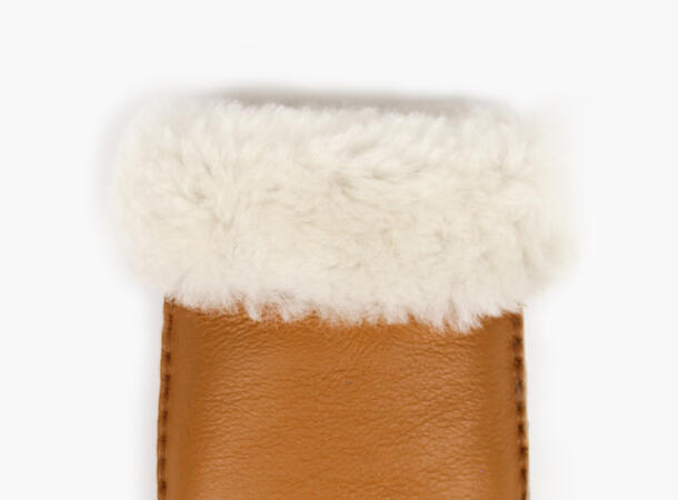 NOHR Ina Leather Shearling Mittens Cognac 17 7,5 
