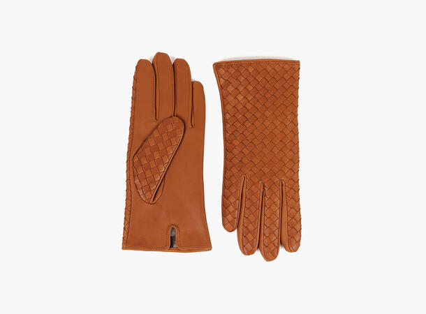 NOHR Molly Braided Leather Gloves Cognac 17 7,5 