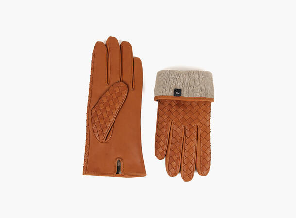 NOHR Molly Braided Leather Gloves Cognac 17 7,5 