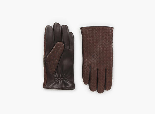 NOHR Morgan Nappa Braided Leather Gloves Mørk brun 19 11,5 