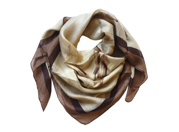SILK SCARF W. PRINT. 100X100CM 19 Brown 