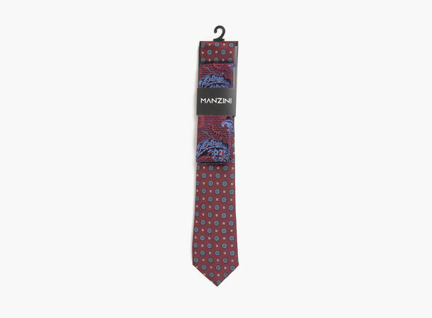 MANZINI 100% silk tie 7,6 cm W / Handky 49 Burgundy 