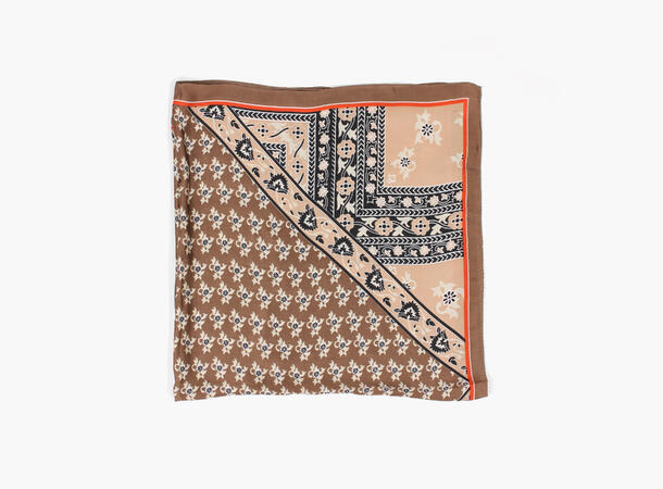 MANZINI Flower Border Scarf 70 x 70 cm 19 Brown 