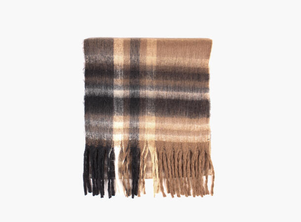MANZINI Fluffy Glen Check Scarf 19 Dark brown 