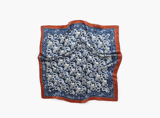 MANZINI Liten Paisley Skjerf 70 x 70 cm Marine blå 79 