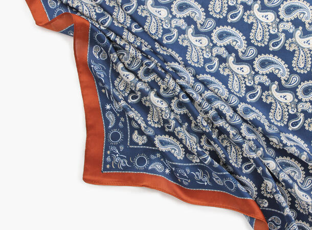 MANZINI Liten Paisley Skjerf 70 x 70 cm Marine blå 79 