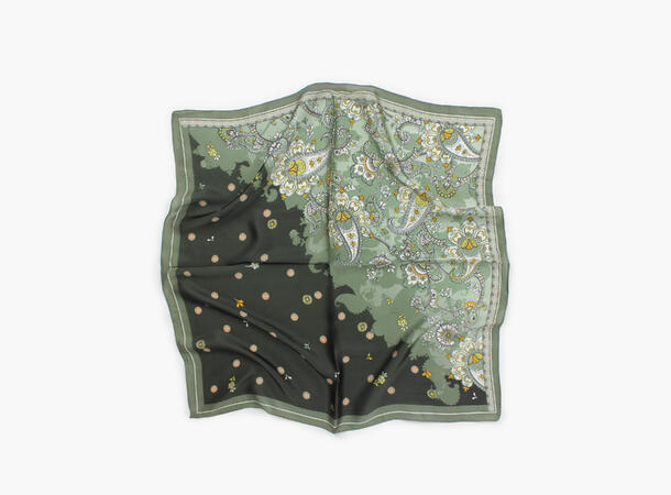 MANZINI Paisley Skjerf 70 x 70 cm Mørk olivengrønn 89 