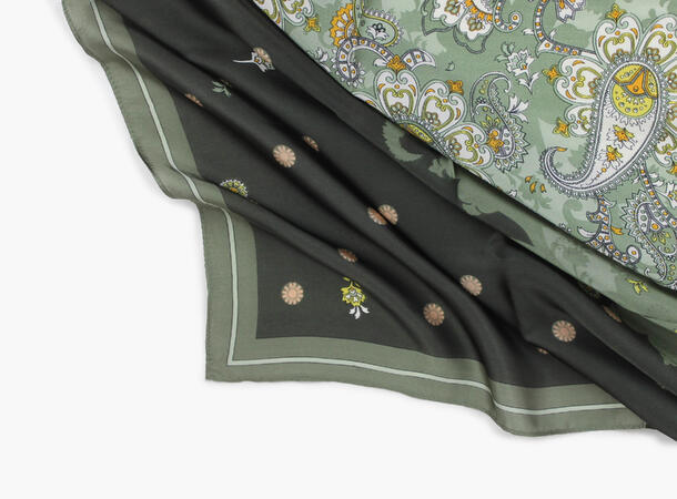 MANZINI Paisley Skjerf 70 x 70 cm Mørk olivengrønn 89 