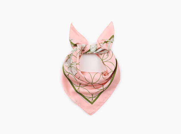 MANZINI Satengskjerf med Mønster Lys Rosa 51 