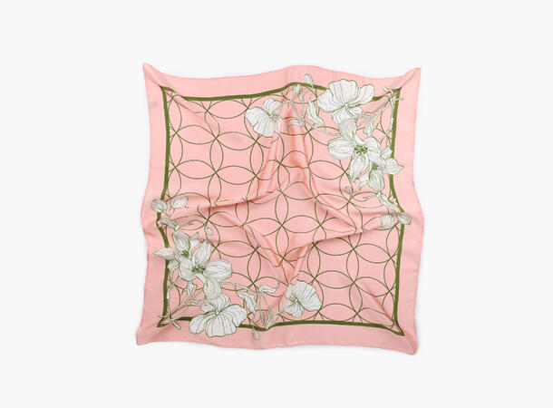 MANZINI Satengskjerf med Mønster Lys Rosa 51 