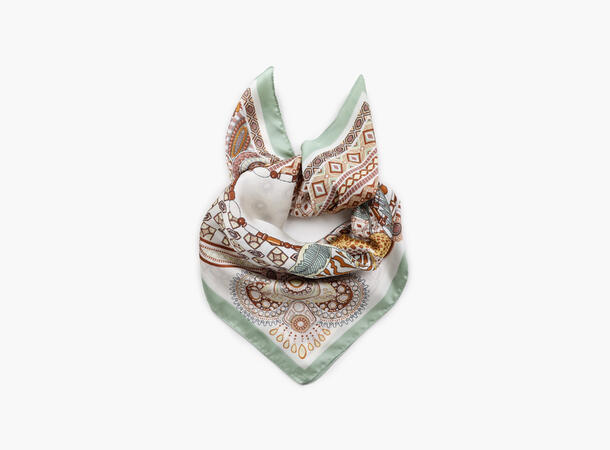 MANZINI Satengskjerf med Mønster Lys grønn 81 