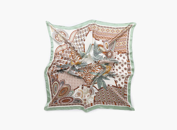 MANZINI Satengskjerf med Mønster Lys grønn 81 