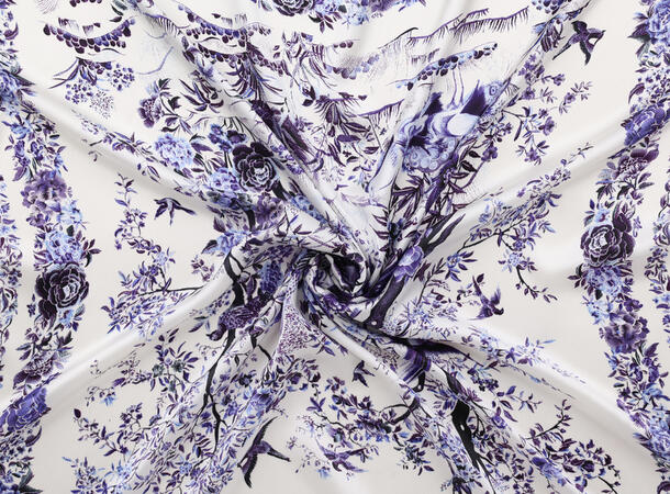 MANZINI Satengskjerf med Mønster Marine blå 79 