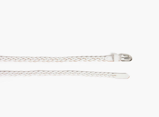 MANZINI Smalt Flettet Belte i Skinn 01 White 90 cm 