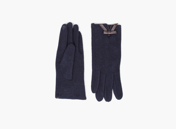 MANZINI Touch Gloves Leather Bow 79 Navy 
