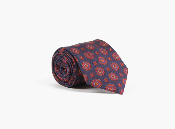 Montecristo Printed 100% silktie 7,6 cm Marine blå 79 