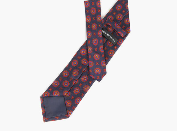 Montecristo Printed 100% silktie 7,6 cm Marine blå 79 