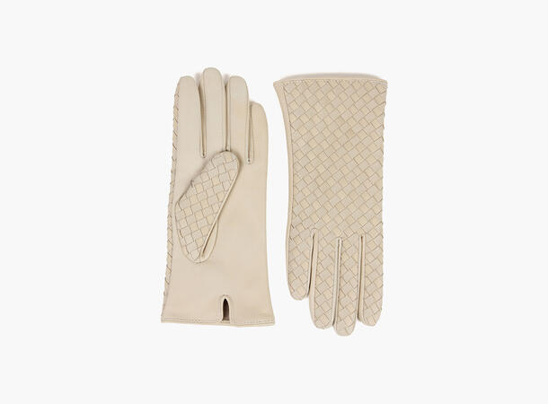 NOHR Molly Braided Leather Gloves Vanilje 12 7 