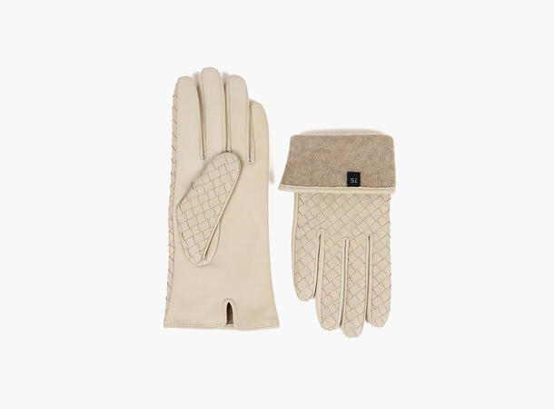 NOHR Molly Braided Leather Gloves Vanilje 12 7 
