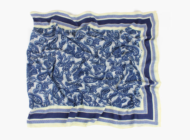 MANZINI Paisley Skjerf 80 x 180 cm Marine blå 79 