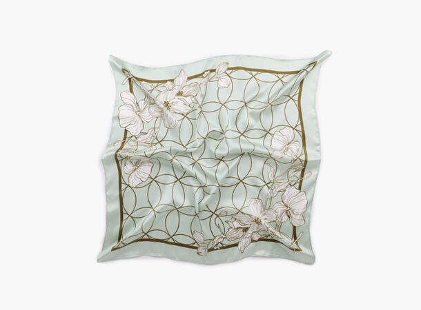 MANZINI Satengskjerf med Mønster Lys grønn 81 