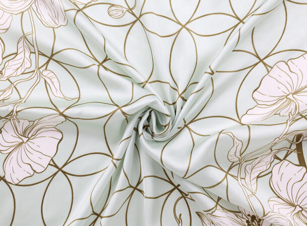 MANZINI Satengskjerf med Mønster Lys grønn 81 