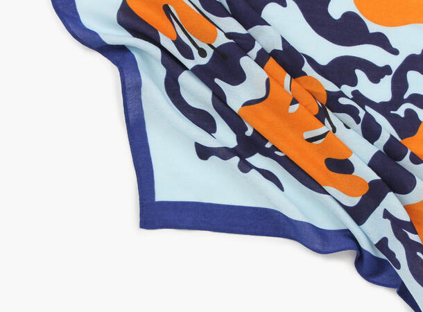 MANZINI Skjerf i Herringbone 70 x 70 cm Blå 75 