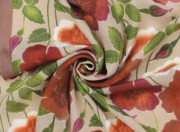 MANZINI Blomstrete Skjerf 70 x 70 cm Beige 15 