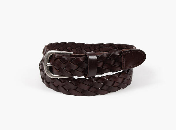 MANZINI Braided leatherbelt in 3,0 cm 19 Dk brown 90 cm 