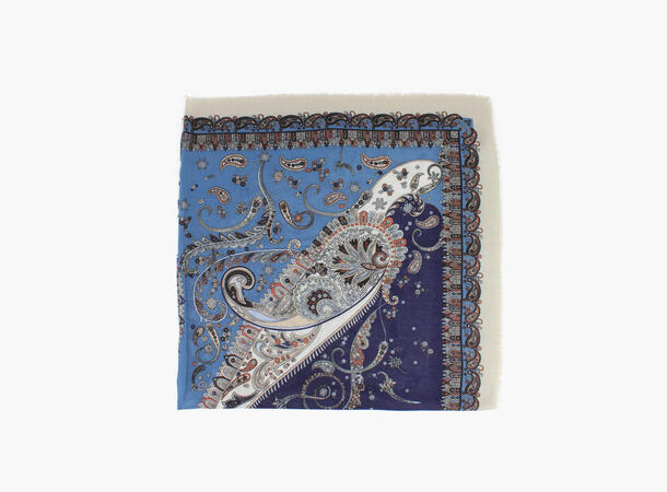 MANZINI Paisley Skjerf 130 x 130 cm Blå 75 