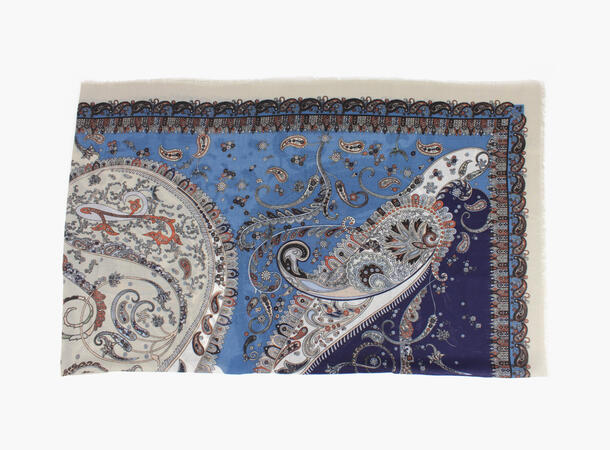 MANZINI Paisley Skjerf 130 x 130 cm Blå 75 