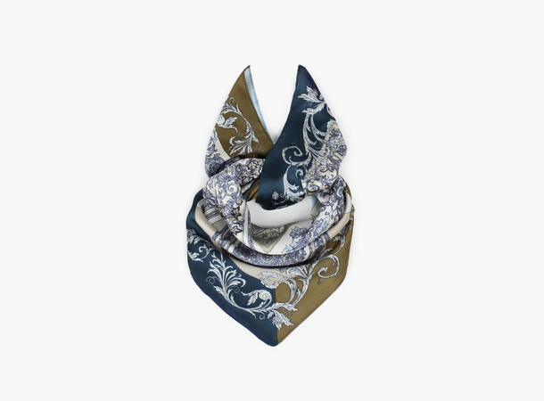 MANZINI Satengskjerf med Mønster Blå 75 