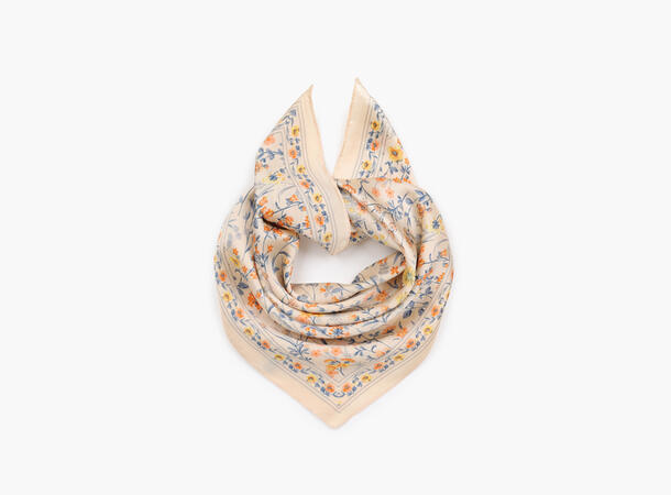 MANZINI Skjerf med Floral Print 70x70 cm Offwhite 11 