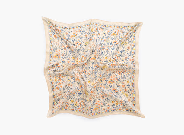 MANZINI Skjerf med Floral Print 70x70 cm Offwhite 11 