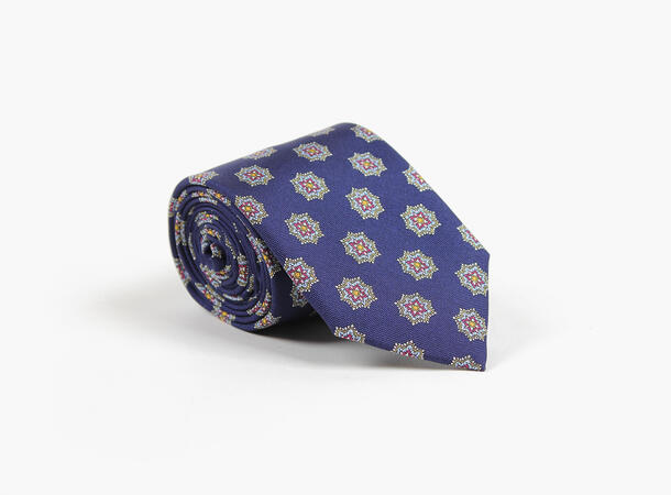 MONTECRISTO Falun Trykket Silkeslips 79 Navy 