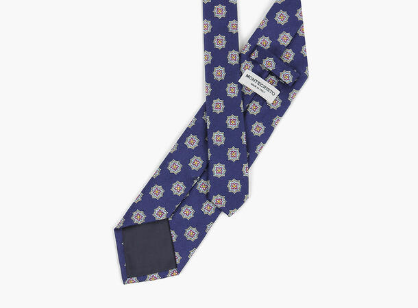 MONTECRISTO Falun Trykket Silkeslips 79 Navy 