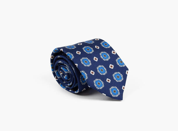 MONTECRISTO Molde Trykket Silkeslips 79 Navy 