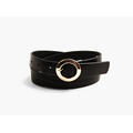 Manzini leather belt - round gold buckle 09 Black 90 cm